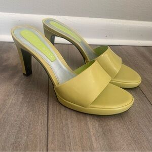 Vtg 90s Y2K Gianni Bini backless genuine leather slide heels green size 8